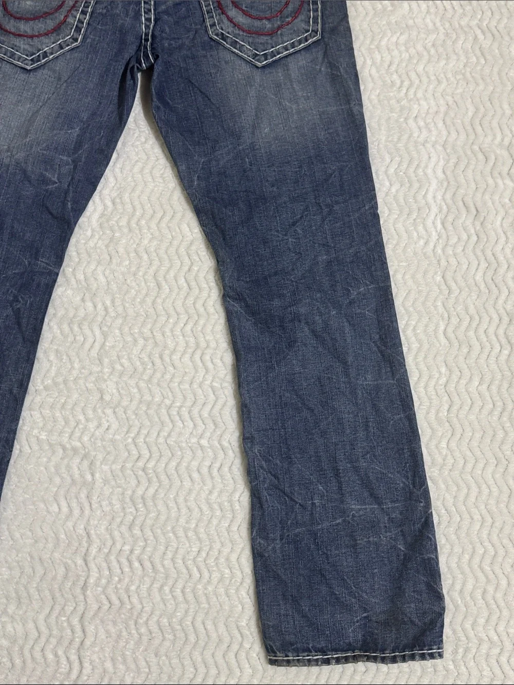 True Religion Jeans Vintage Straight Relaxed Mens 36 Blue Red Stitch
